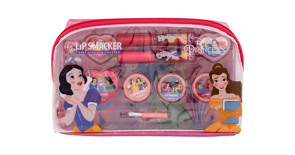 Lip Smacker Disney Princess Essential Makeup Bag Pacco regalo lucidalabbra  2 x 2 ml + lucidalabbra in crema 2 x 0,8 g + crema illuminante 3 x 1,6 g + anello  2 pz + ciondolo + applicatore + sacchetto cosmetico