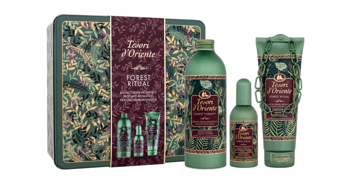 Tesori d´Oriente Forest Ritual Pacco regalo eau de parfum 100 ml + schiuma  da bagno 500 ml + doccia crema 250 ml + scatola di latta