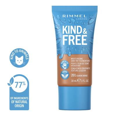 Rimmel London Kind &amp; Free Skin Tint Foundation Fondotinta donna 30 ml Tonalità 201 Classic Beige