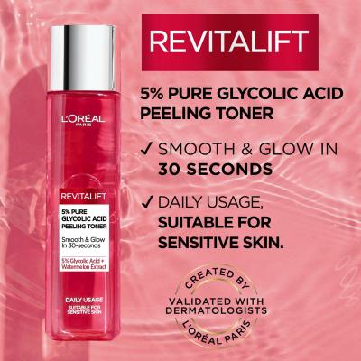 L&#039;Oréal Paris Revitalift 5% Pure Glycolic Acid Peeling Toner Tonici e spray donna 180 ml