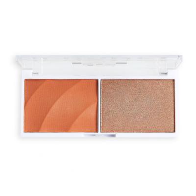 Revolution Relove Colour Play Blushed Duo Blush &amp; Highlighter Contouring palette donna 5,8 g Tonalità Queen