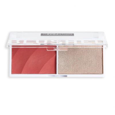 Revolution Relove Colour Play Blushed Duo Blush &amp; Highlighter Contouring palette donna 5,8 g Tonalità Cute