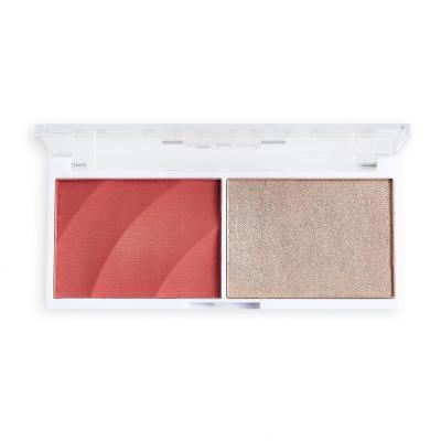 Revolution Relove Colour Play Blushed Duo Blush &amp; Highlighter Contouring palette donna 5,8 g Tonalità Cute