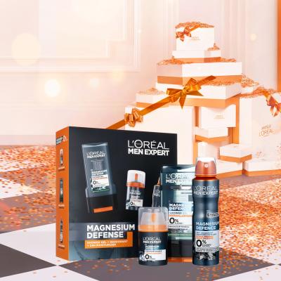 L&#039;Oréal Paris Men Expert Magnesium Defence Pacco regalo crema viso quotidiana Men Expert Magnesium Defense 24h Idratante 50 ml + deodorante Men Expert Magnesium Defense 150 ml + gel doccia Men Expert Magnesium Defense Gel doccia 300 ml