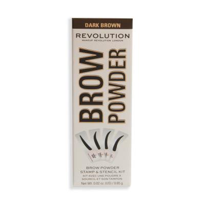 Makeup Revolution London Brow Powder Stamp &amp; Stencil Polveri per sopracciglia donna 0,65 g Tonalità Dark Brown