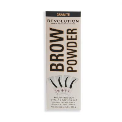 Makeup Revolution London Brow Powder Stamp &amp; Stencil Polveri per sopracciglia donna 0,65 g Tonalità Granite