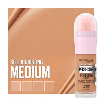 Maybelline Instant Anti-Age Perfector 4-In-1 Glow Fondotinta donna 20 ml Tonalità 02 Medium