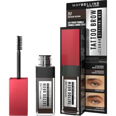 Maybelline Tattoo Brow 36H Styling Gel Gel e pomate per sopracciglia donna 6 ml Tonalità 257 Medium Brown