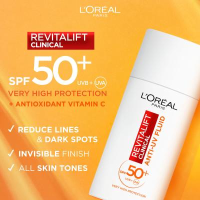 L&#039;Oréal Paris Revitalift Clinical Anti-UV Fluid SPF50+ Crema giorno per il viso 50 ml