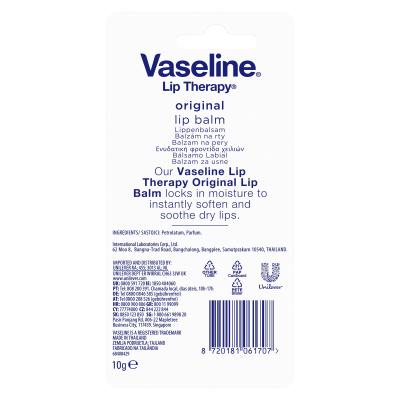 Vaseline Lip Therapy Original Lip Balm Tube Balsamo per le labbra donna 10 g