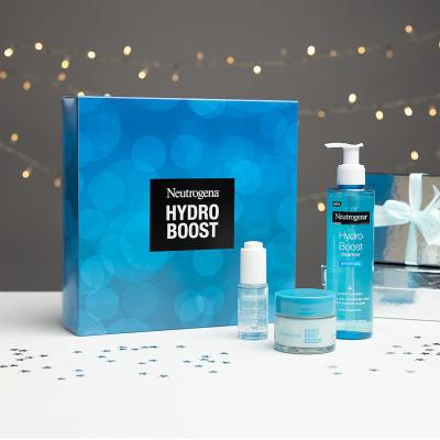 Neutrogena Hydro Boost Gift Set Pacco regalo gel viso idratante Hydro Boost Water Gel 50 ml + siero viso Hydro Boost siero concentrato all&#039;acido ialuronico 15 ml + gel detergente viso Hydro Boost Water Gel detergente 200 ml