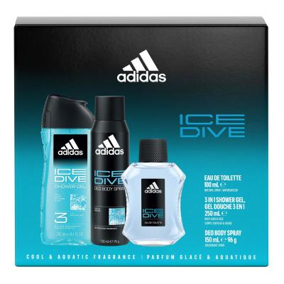 Adidas Ice Dive Pacco regalo eau de toilette 100 ml + deodorante 150 ml + gel doccia 250 ml