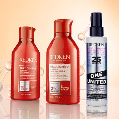 Redken Frizz Dismiss Dream Big Pacco regalo shampoo Frizz Dismiss 300 ml + balsamo Frizz Dismiss 300 ml + cura capelli One United All-In-One Multi-Benefit Treatment 150 ml