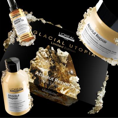 L&#039;Oréal Professionnel Absolut Repair Glacial Utopia Limited Edition Pacco regalo shampoo Absolut Repair 300 ml + maschera per capelli Absolut Repair 250 ml + olio per capelli Absolut Repair Oil 90 ml