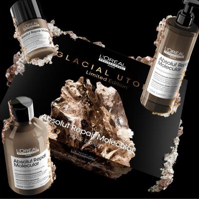 L&#039;Oréal Professionnel Absolut Repair Molecular Glacial Utopia Limited Edition Pacco regalo shampoo Absolut Repair Molecular 300 ml + siero per capelli Absolut Repair Molecular 250 ml + maschera per capelli Absolut Repair Molecular Professional Leave-In Mask 50 ml