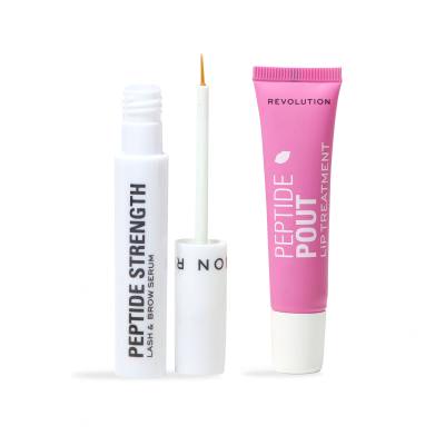 Makeup Revolution London Peptide Power Lash &amp; Lip Duo Pacco regalo siero per ciglia e sopracciglia Peptide Strength Lash &amp; Brow Serum 3 ml + balsamo labbra Peptide Pout Lip Treatment 15 ml