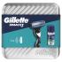 Gillette Mach3 Pacco regalo rasoio 1 ks + gel da barba Soothing With Aloe Vera Sensitive 75 ml + scatola in latta