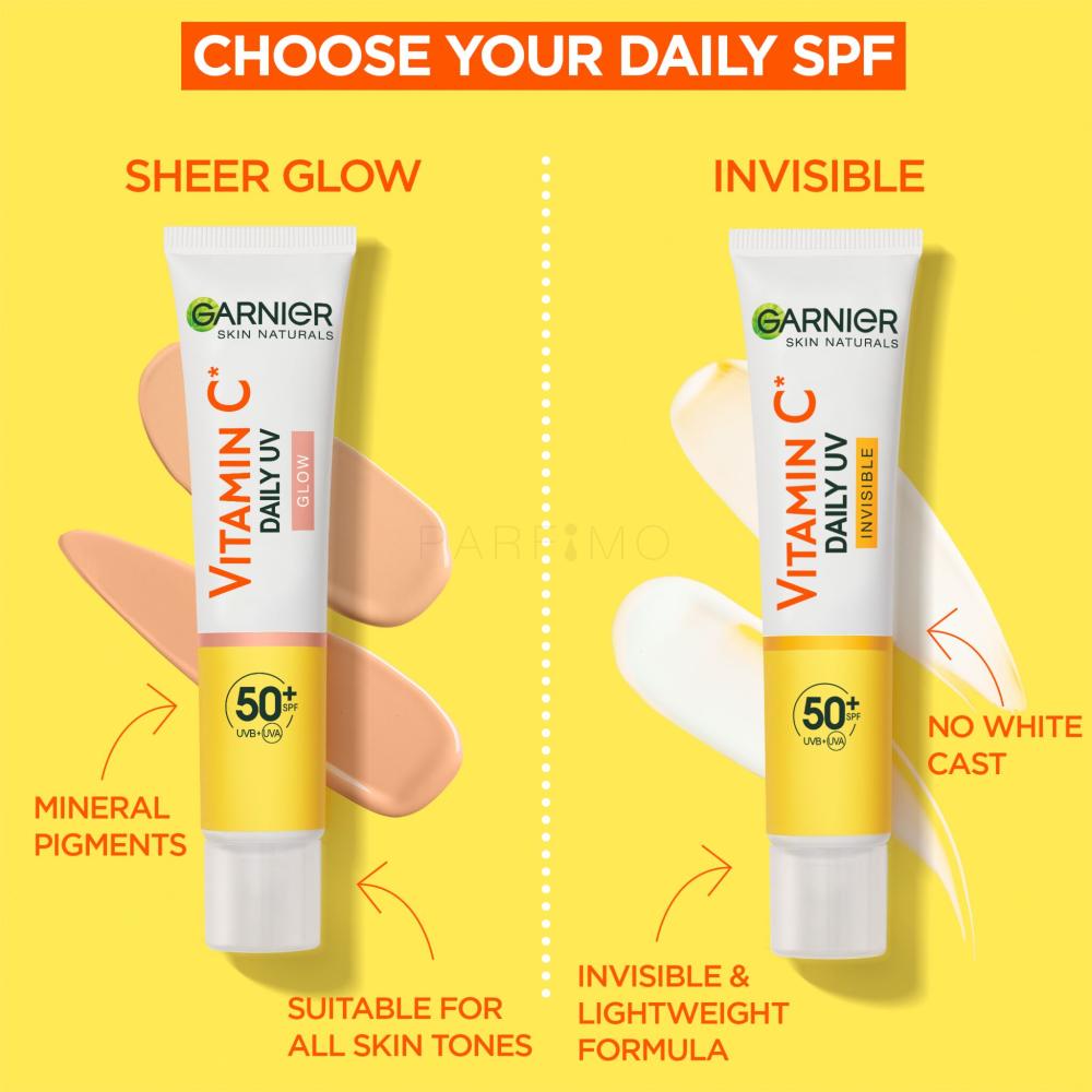 Garnier Skin Naturals Vitamin C Daily UV Invisible SPF50+ Crema giorno per  il viso donna 40 ml