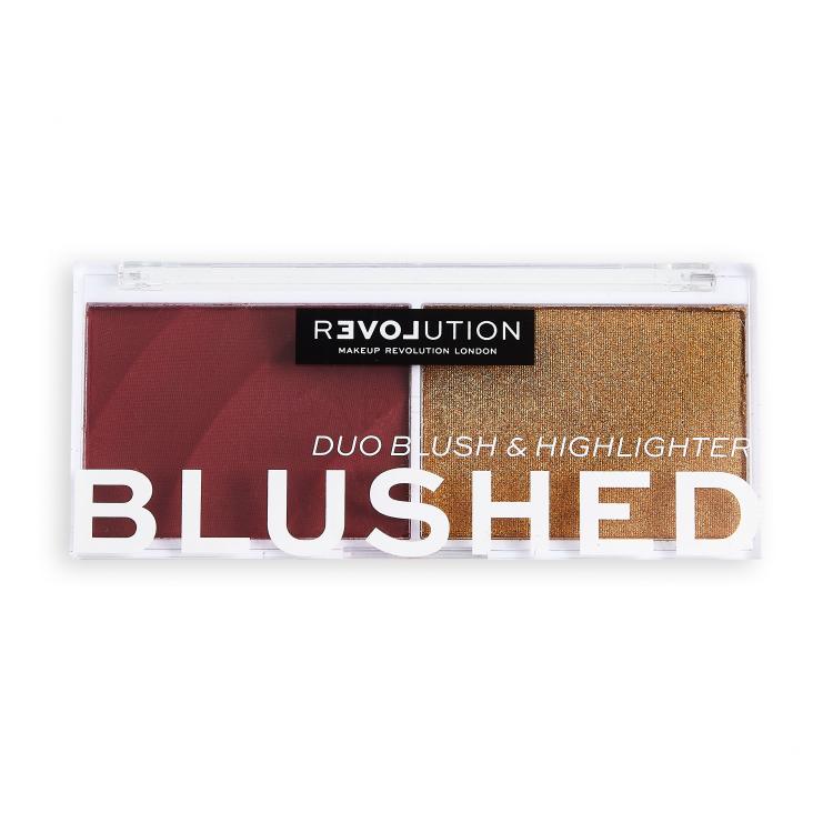 Revolution Relove Colour Play Blushed Duo Blush &amp; Highlighter Contouring palette donna 5,8 g Tonalità Wishful