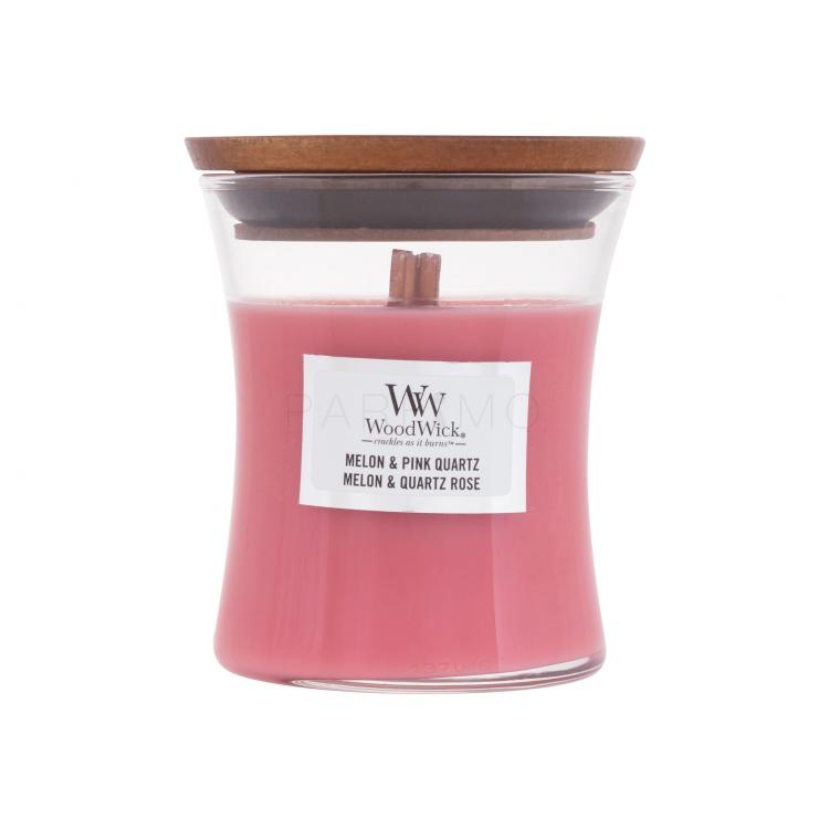 WoodWick Melon &amp; Pink Quartz Candela profumata 85 g