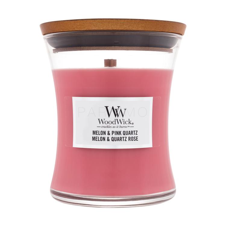 WoodWick Melon &amp; Pink Quartz Candela profumata 275 g