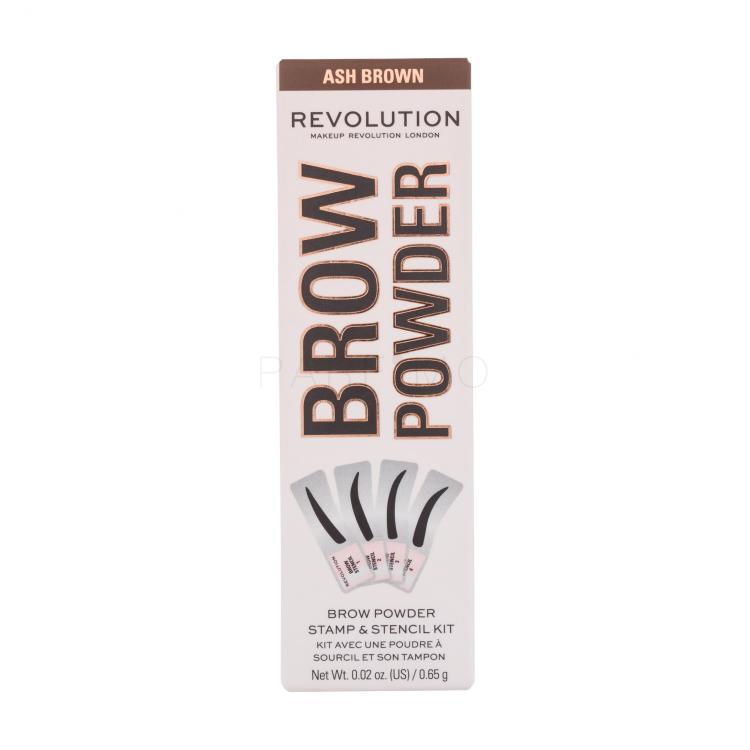 Makeup Revolution London Brow Powder Stamp &amp; Stencil Polveri per sopracciglia donna 0,65 g Tonalità Ash Brown