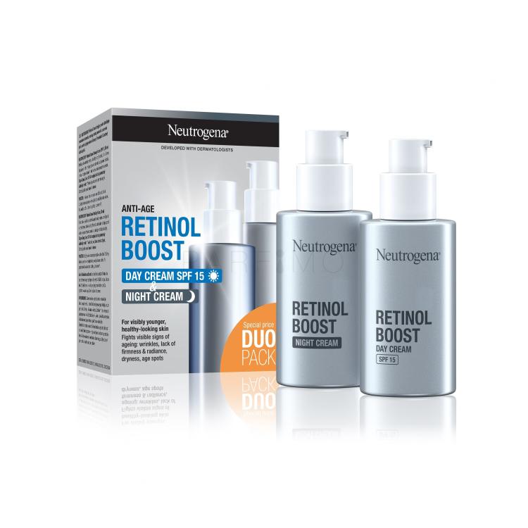 Neutrogena Retinol Boost Duo Pack Pacco regalo crema quotidiana per la pelle Retinol Boost Day Cream SPF15 50 ml + crema per la notte Retinol Boost Night Cream 50 ml