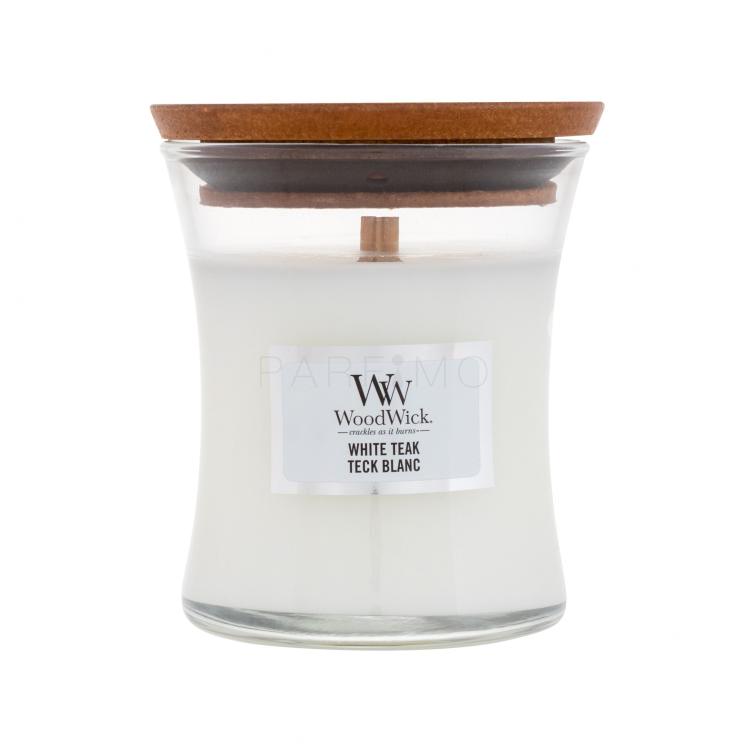 WoodWick White Teak Candela profumata 85 g