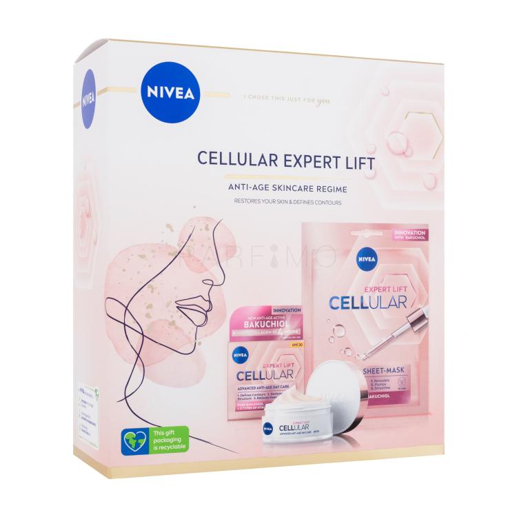 Nivea Cellular Expert Lift Pacco regalo crema per la pelle quotidiana Cellular Expert Lift 50 ml + maschera viso in tessuto Cellular Expert Lift 1 pz