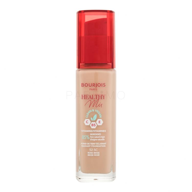 BOURJOIS Paris Healthy Mix Clean &amp; Vegan Radiant Foundation Fondotinta donna 30 ml Tonalità 52,5C Rose Beige