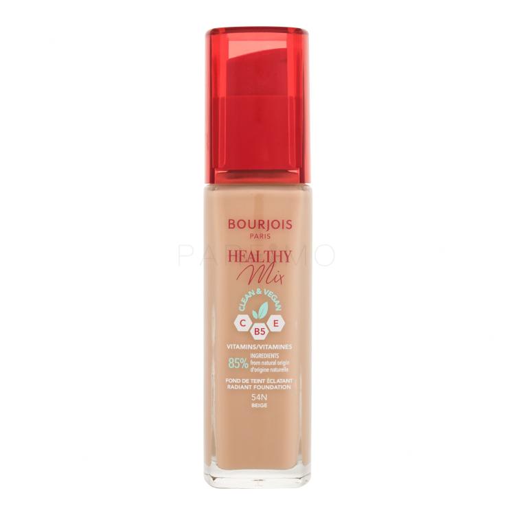 BOURJOIS Paris Healthy Mix Clean &amp; Vegan Radiant Foundation Fondotinta donna 30 ml Tonalità 54N Beige