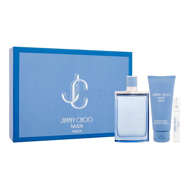 Jimmy Choo Man Aqua Pacco regalo eau de Toilette 100 ml + eau de Toilette 7,5 ml + gel doccia 100 ml