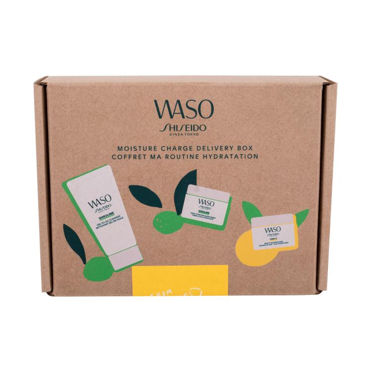 Shiseido Waso Moisture Charge Delivery Box Pacco regalo gel detergente Waso Shikulime Gel-To-Oil Cleanser 30 ml + siero idratante Waso Shikulime Mega Hydrating Moisturizer 15 ml + maschera notte Waso Yuzu-C Beauty Sleeping Mask 15 ml
