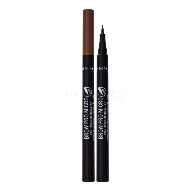 Rimmel London Brow Pro Micro 24HR Precision-Stroke Pen Matita sopracciglia donna 1 ml Tonalità 002 Honey Brown