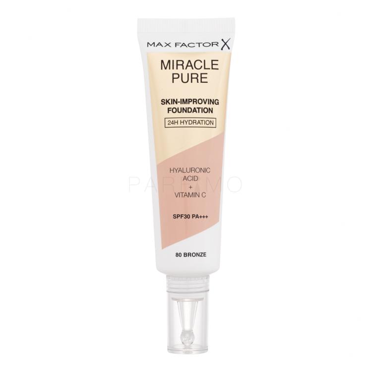 Max Factor Miracle Pure Skin-Improving Foundation SPF30 Fondotinta donna 30 ml Tonalità 80 Bronze