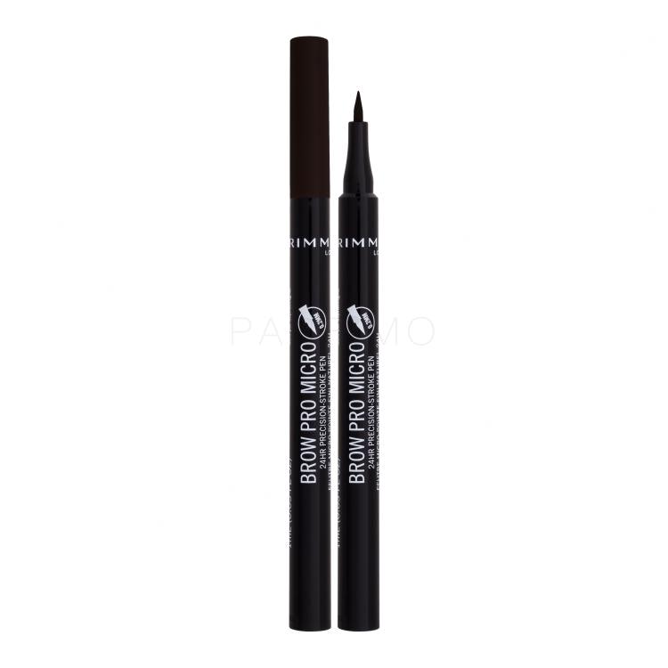 Rimmel London Brow Pro Micro 24HR Precision-Stroke Pen Matita sopracciglia donna 1 ml Tonalità 004 Dark Brown