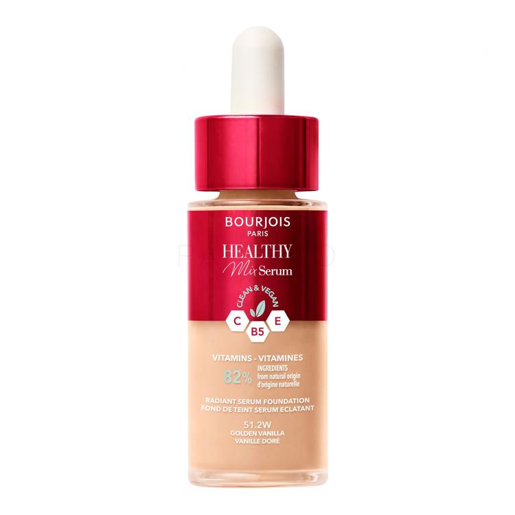 BOURJOIS Paris Healthy Mix Clean &amp; Vegan Serum Foundation Fondotinta donna 30 ml Tonalità 51.2W Golden Vanilla