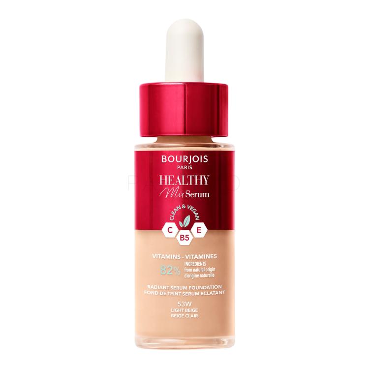 BOURJOIS Paris Healthy Mix Clean &amp; Vegan Serum Foundation Fondotinta donna 30 ml Tonalità 53W Light Beige