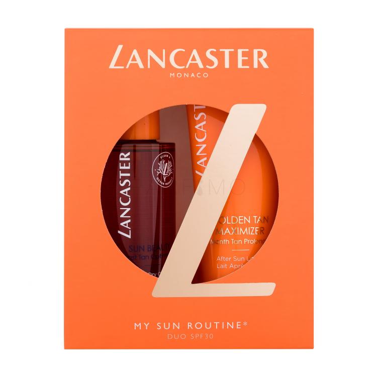 Lancaster Sun Beauty My Sun Routine Pacco regalo olio abbronzante Sun Beauty Satin Dry Oil SPF30 150 ml + doposole Golden Tan Maximizer After Sun Lotion 125 ml