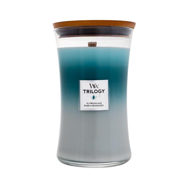 WoodWick Trilogy Icy Woodland Candela profumata 610 g