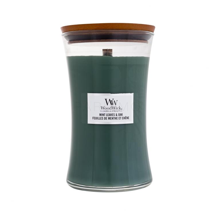 WoodWick Mint Leaves &amp; Oak Candela profumata 610 g