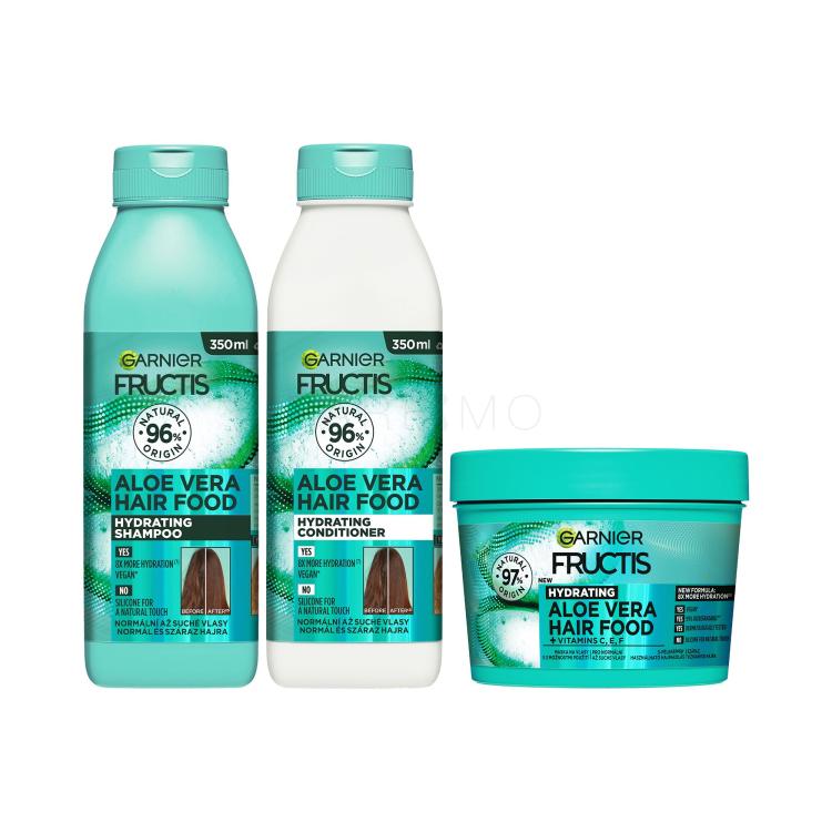 Set Shampoo Garnier Fructis Hair Food Aloe Vera Hydrating Shampoo + Balsamo per capelli Garnier Fructis Hair Food Aloe Vera Hydrating Conditioner + Maschera per capelli Garnier Fructis Hair Food Aloe Vera Hydrating Mask