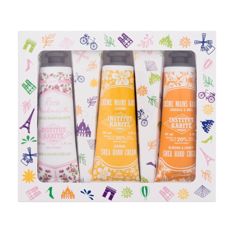 Institut Karité Shea Hand Cream Pacco regalo crema mani Light Hand Cream Rose Mademoiselle 30 ml + crema mani Shea Hand Cream Jasmine 30 ml + crema mani Shea Hand Cream Almond &amp; Honey 30 ml