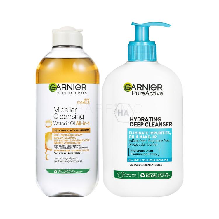 Set Acqua micellare Garnier Skin Naturals Two-Phase Micellar Water All In One + Gel detergente Garnier Pure Active Hydrating Deep Cleanser