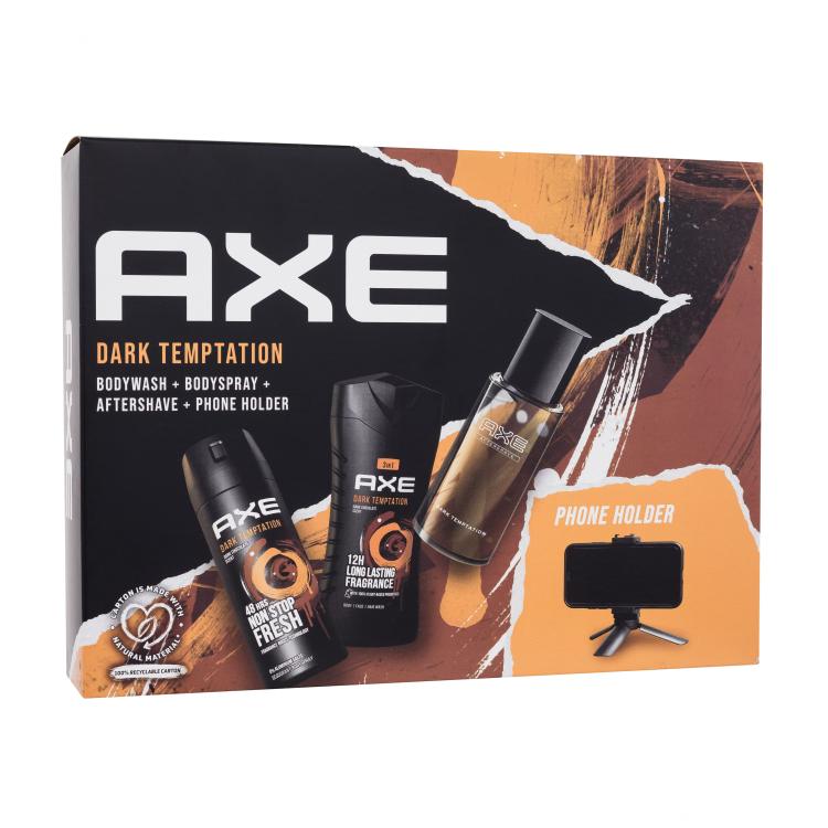 Axe Dark Temptation Pacco regalo gel doccia 250 ml + deodorante 150 ml + dopobarba 100 ml + portacellulare