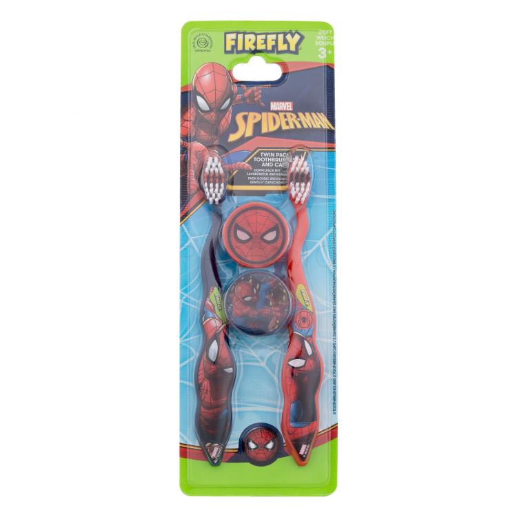 Marvel Spiderman Twin Pack Pacco regalo spazzolino da denti 2 pezzi + cappuccio per spazzolino da denti 2 pezzi