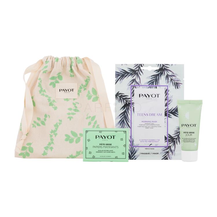 PAYOT Pâte Grise Kit Maskné Pacco regalo gel viso Pate Grise Jour 30 ml + maschera facciale mattutina Teens Dream 1 pz + carta opacizzante Pate Grise 50 pz + borsa