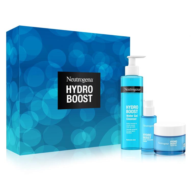 Neutrogena Hydro Boost Gift Set New Pacco regalo siero viso Hydro Boost Hyaluronic Acid Ultra-Hydrating Serum 15 ml +  gel Hydro Boost Hyaluronic Acid Water Gel 50 ml + detergente gel Hydro Boost Water Gel Cleanser 200 ml