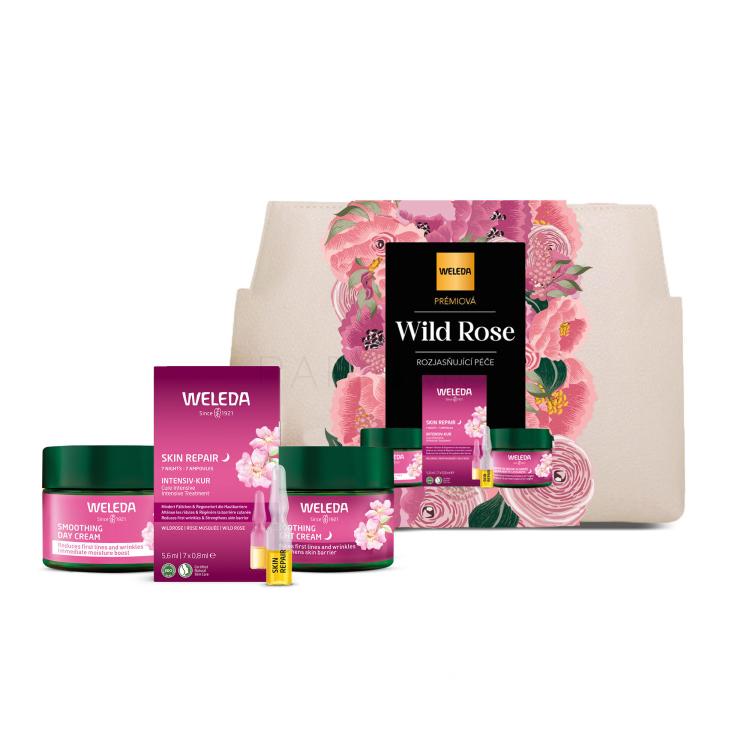 Weleda Wild Rose &amp; White Tea Premium Brightening Care Pacco regalo crema giorno per il viso Wild Rose &amp; White Tea Smoothing Day Cream 40 ml + crema notte per il viso Wild Rose &amp; White Tea Smoothing Night Cream 40 ml + trattamento notturno della pelle Wild Rose Skin Repair 7 Nights Intensive Treatmen