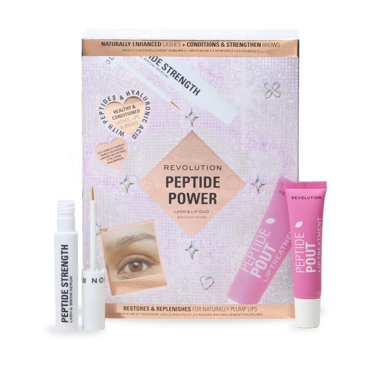 Makeup Revolution London Peptide Power Lash &amp; Lip Duo Pacco regalo siero per ciglia e sopracciglia Peptide Strength Lash &amp; Brow Serum 3 ml + balsamo labbra Peptide Pout Lip Treatment 15 ml